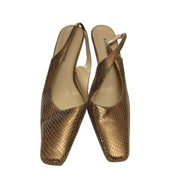 Karen Scott Womens size 6M Snakeskin Pattern Leather Slingback Heels - Picture 1 of 6